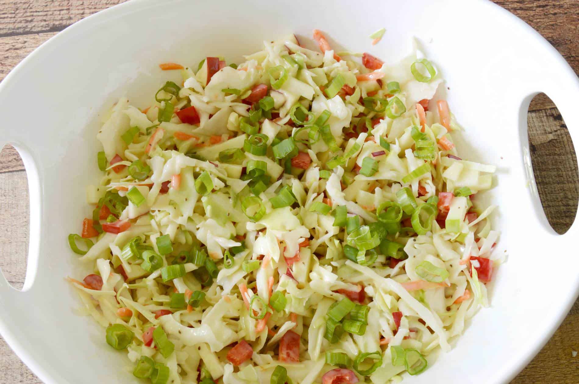 Grandma Velda'S Apple Coleslaw Recipe Made With Jimmy'S Cole Slaw Dressing And Red Delicious Apples