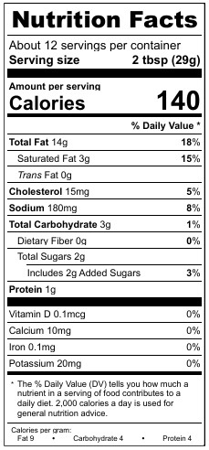Dip – Dill – V011926 Nutrition Factsdill Vegetable Dip