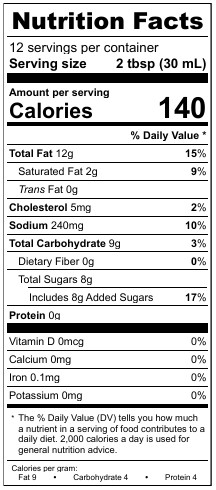  Nutrition Factsoriginal Cole Slaw Dressing