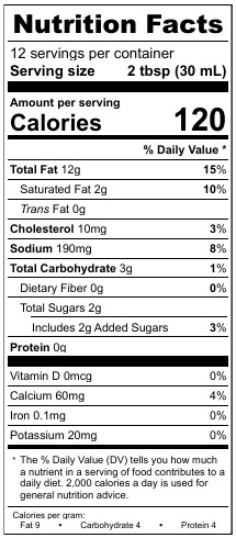  Nutrition Factstartar Sauce